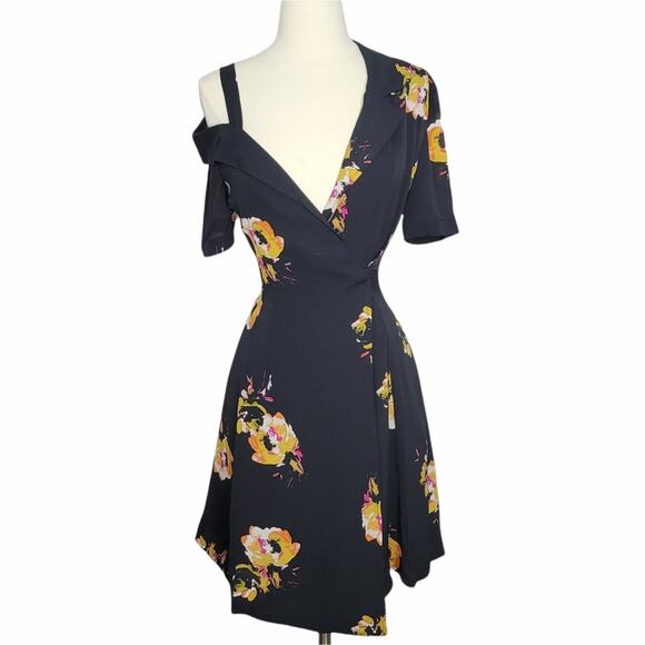 A.L.C. Lucia Floral Dress Black Saffron Size 0 New With Tag - Picture 1 of 15